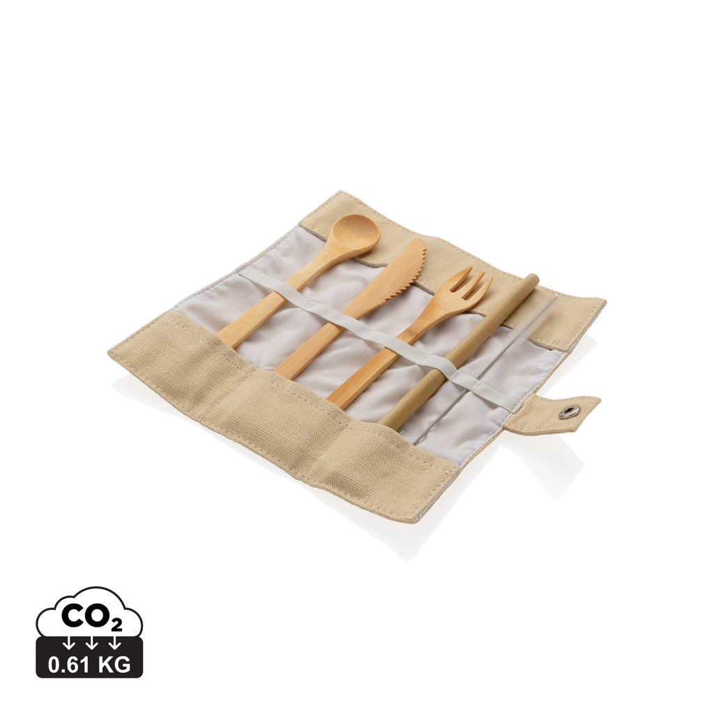 Promo  Reusable bamboo travel cutlery set