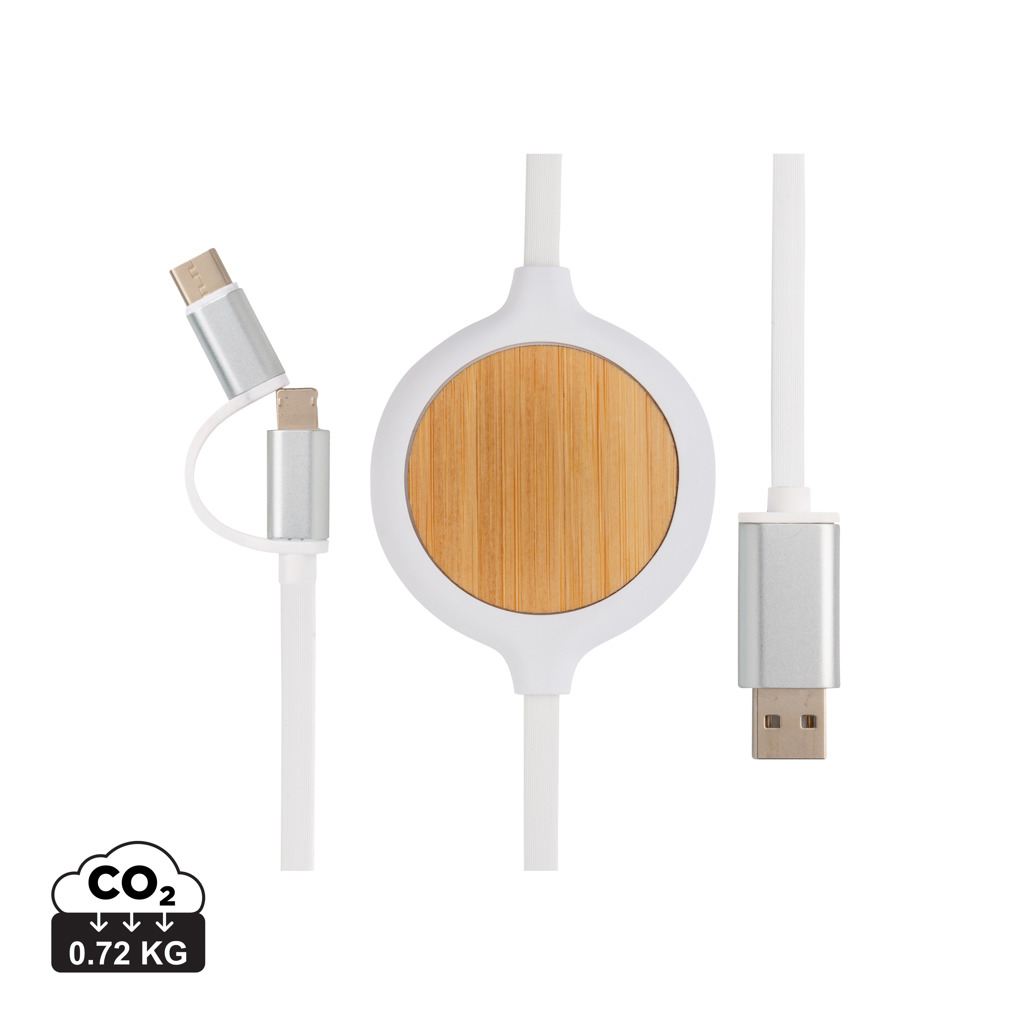 Promo  3-in-1 cable with 5W bamboo wireless charger