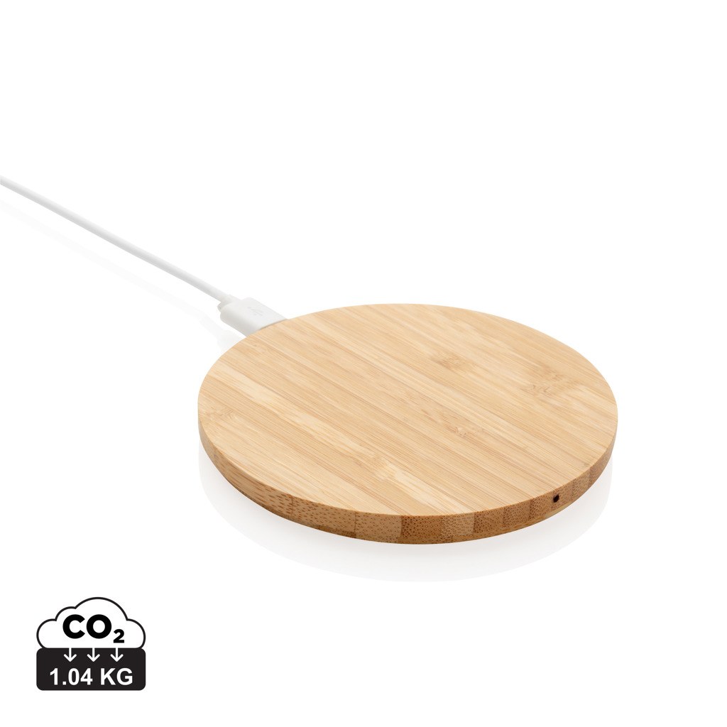 Promo Bamboo 5W round wireless charger