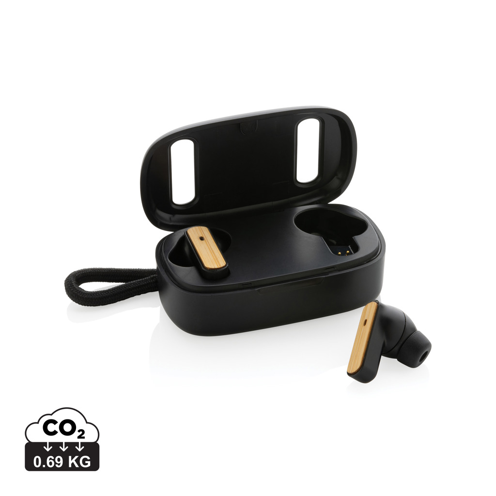 Promo  RCS recycled plastic & bamboo TWS earbuds