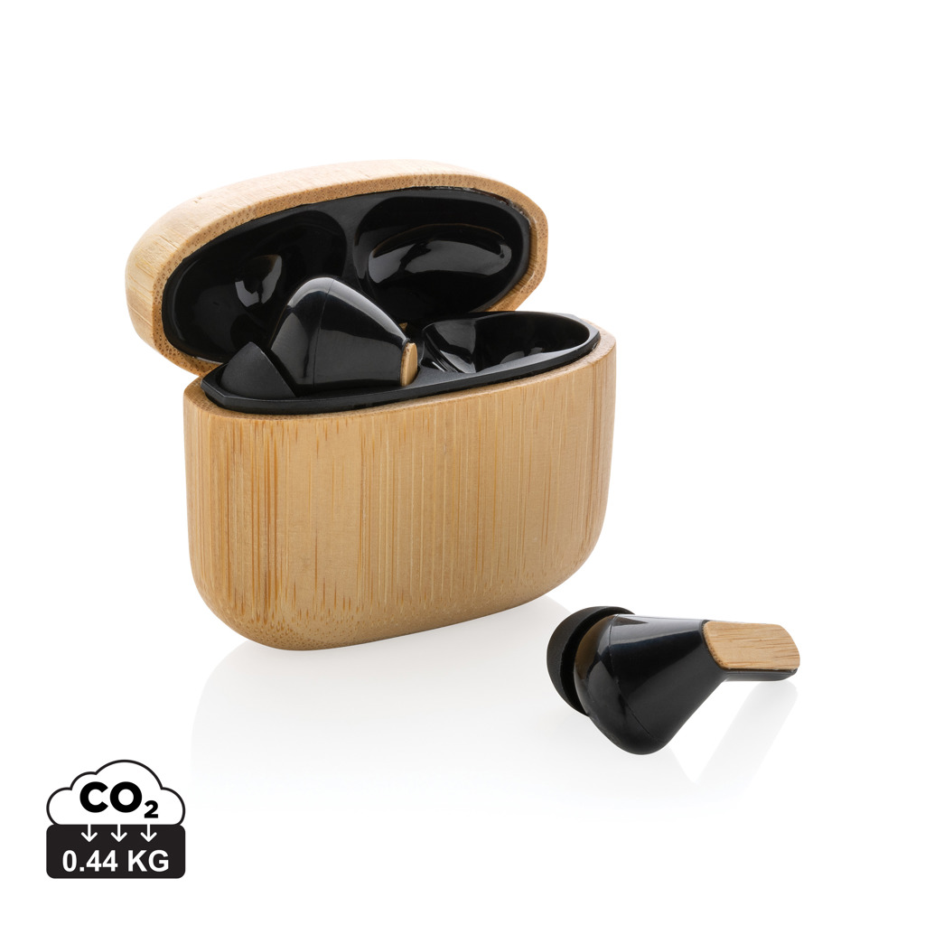 Promo  RCS recycled plastic & bamboo TWS earbuds