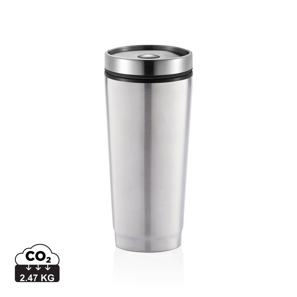 Termo čaša od nehrđajućeg čelika, srebrne boje s tiskom 