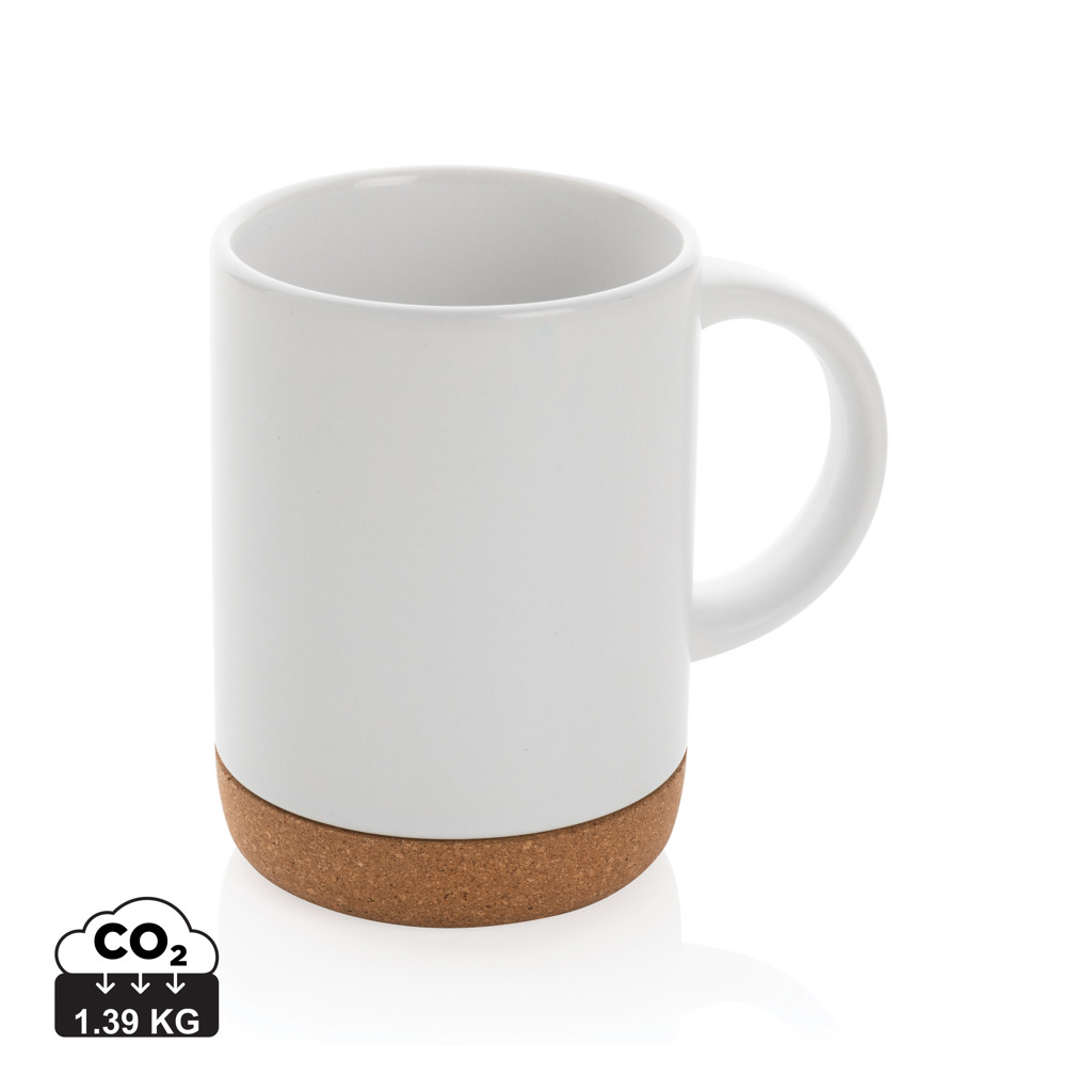 Ceramic mug with cork base s tiskom 