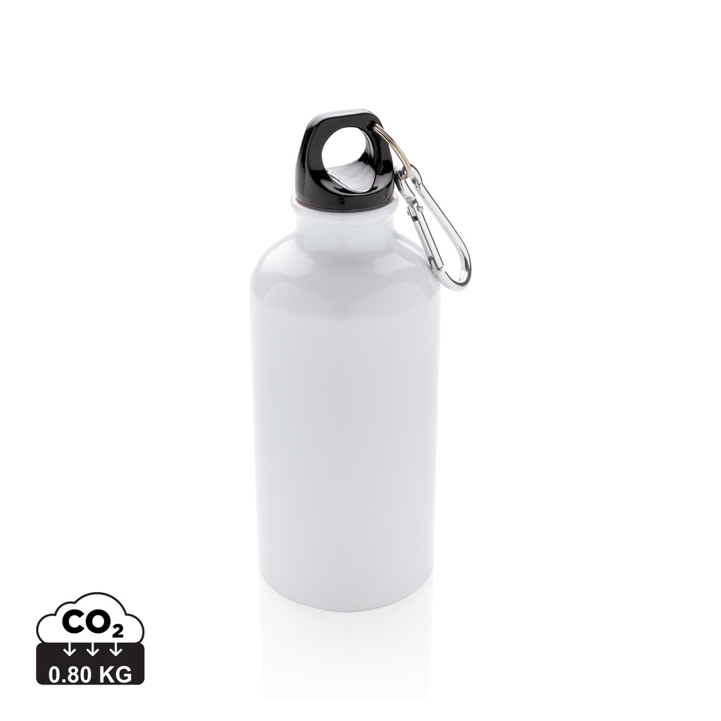 Aluminium reusable sport bottle with carabiner s tiskom 