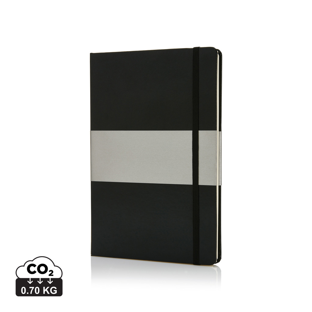A4 bilježnica sa tvrdim uvezom, crne boje s tiskom 