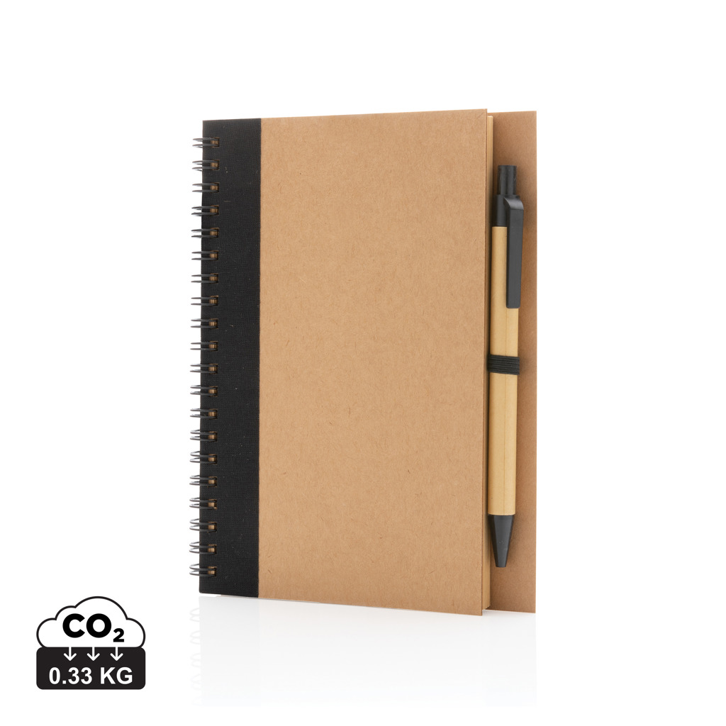 Kraft spiral notebook with pen s tiskom 