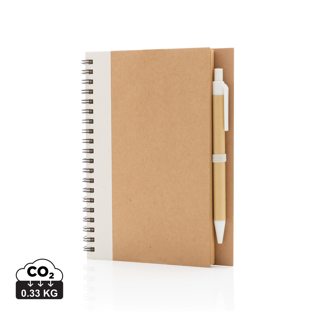 Kraft spiral notebook with pen s tiskom 