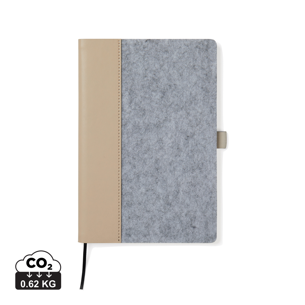 VINGA Albon GRS recycled felt notebook s tiskom 
