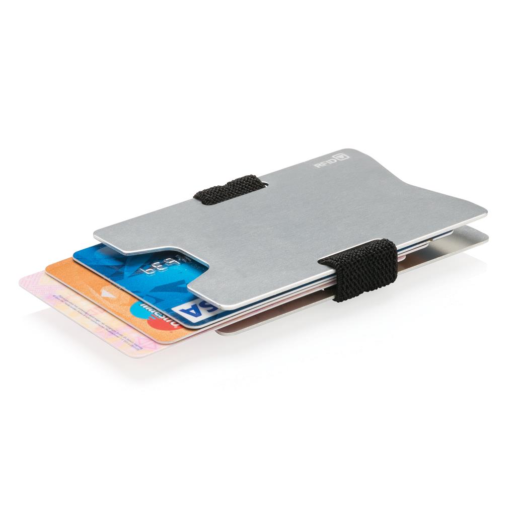 Promo  Minimalistički novčanik od aluminija sa zaštitom od radiofrenvencijske identifikacije, crne boje