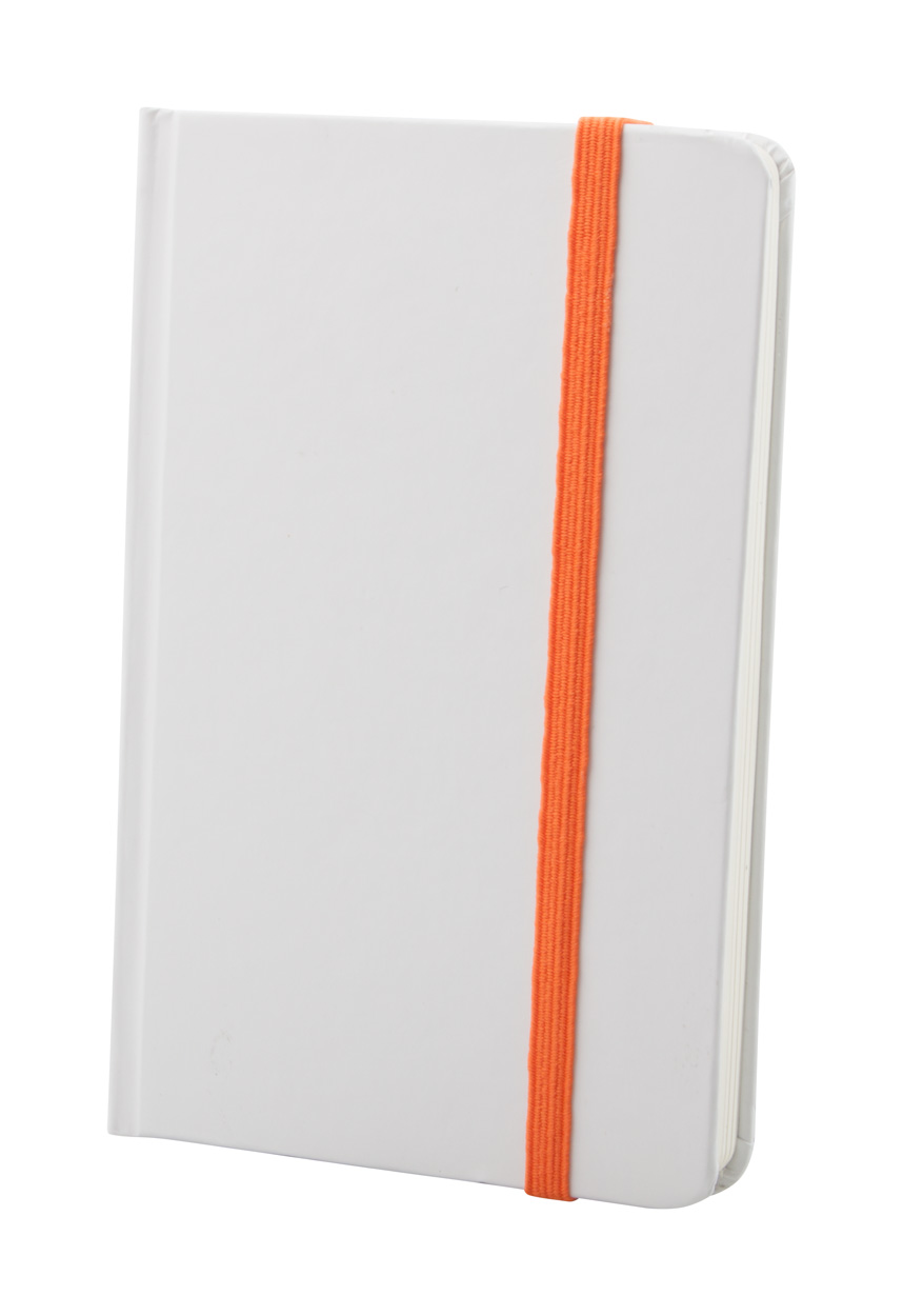 Yakis bilježnica sa 80 stranica i obojenom gumenom trakom, narančaste boje s tiskom 