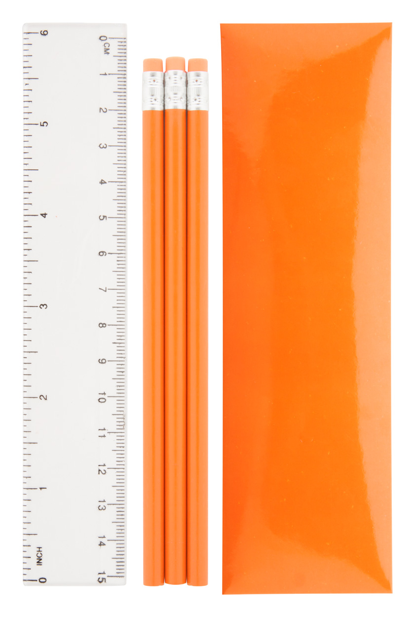 Promo  Laptan set od 3 drvene olovke i plastično ravnalo od 15 cm, bijele boje