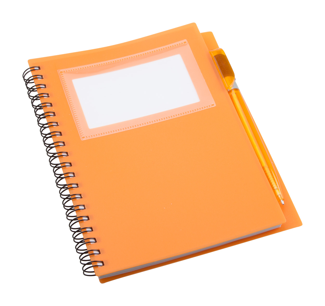 Tagged notna bilježnica u sa 70 listova sa crtom i plastičnom kemijskom olovkom s tiskom 
