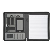 Elda, A4 mapa s USB punjačom, kapaciteta 5000mAh, držačem mobitela i tableta, sive boje s tiskom 