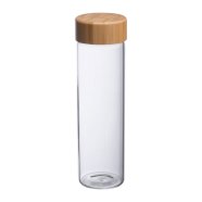 Glass bottle with bamboo lid Santa Cruz s tiskom 
