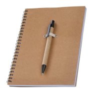 A5 ECO bilježnica sa olovkom, Kentwood, smeđe boje s tiskom 