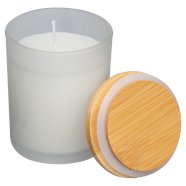 Promo  Candle in frosted glass with bamboo lid Metz