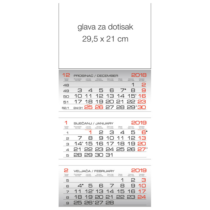 Promo  Kalendar zidni trodijelni 2023.-3 bloka, preklopni