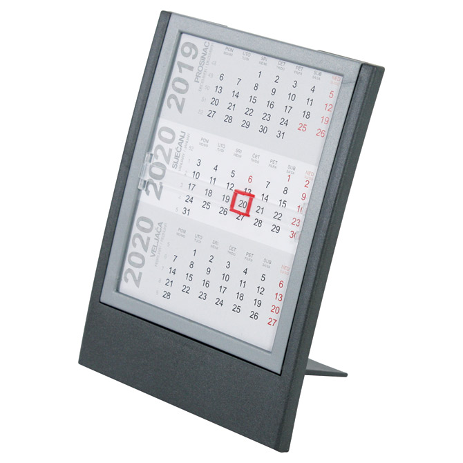 Promo  Kalendar stolni-pomični 13x17,5cm metalik sivi