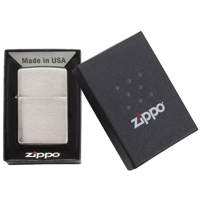 Upaljač metalni mat Zippo 200 srebrni s tiskom 