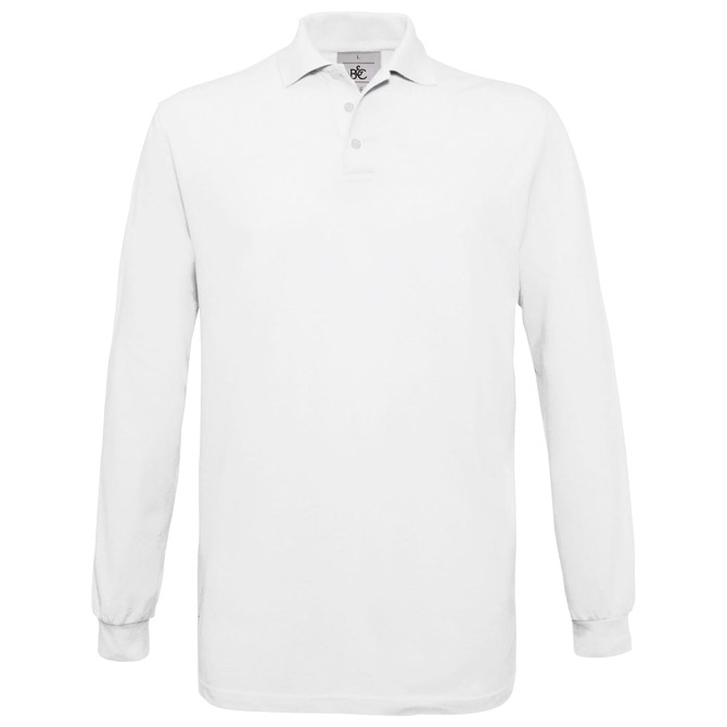 Majica dugi rukavi B&C Safran Polo LSL 180g bijela M!!!! s tiskom (opcija) 