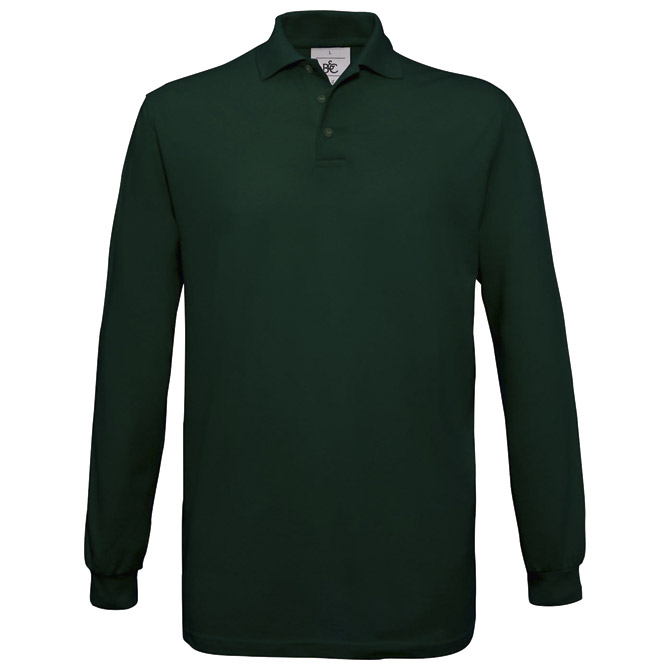 Majica dugi rukavi B&C Safran Polo LSL 180g tamno zelena L!!!! s tiskom (opcija) 