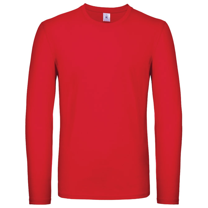 Majica dugi rukavi B&C #E150 LSL crvena S s tiskom 