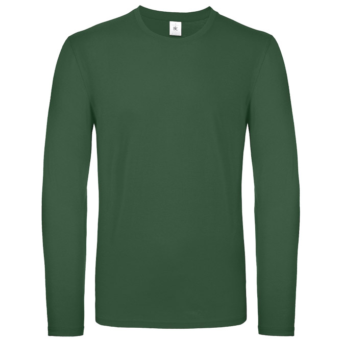 Majica dugi rukavi B&C #E150 LSL tamno zelena L s tiskom 