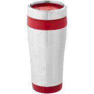 Termos čaša, srebrno crvene boje s logom 