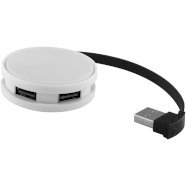 Promo  Okruglo 4-portno USB čvorište, bijelo, jednobojno crno