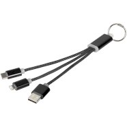 Promo  Metalni 3-u-1 kabel za punjenje s privjeskom za ključeve, jednobojno crne boje