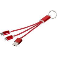Promo  Metalni kabel za punjenje 3 u 1 s privjeskom za ključeve, crveni
