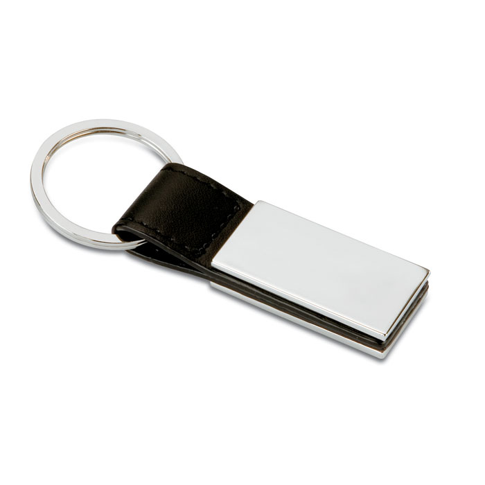 Promo  PU privjesak za ključeve sa metalnom pločicom, crne boje
