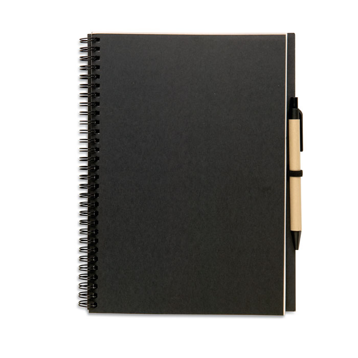 Promo  Reciklirana bilježnica i kemijska olovka, crne boje