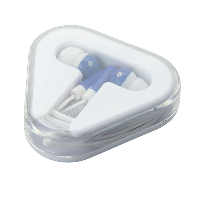 Slušalice sa 120 cm kabla u kutijici, plave boje s logom tvrtke 