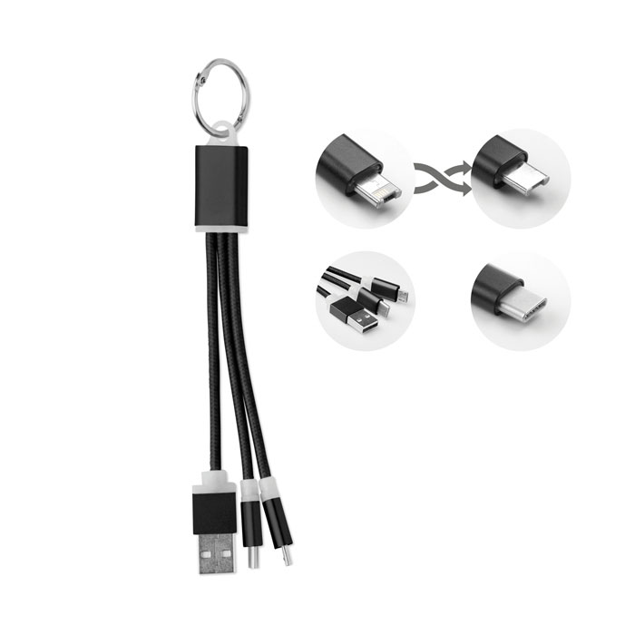 Promo  RIZO, Privjesak za ključeve s 1A micro USB-om i tip C kablom za punjenje