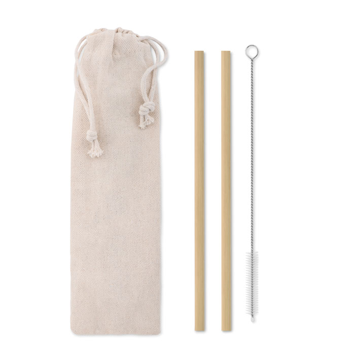 NATURAL STRAW, Set od 2 višekratne slamke od bambusa, s četkicom za čišćenje od nehrđajućeg čelika i najlona