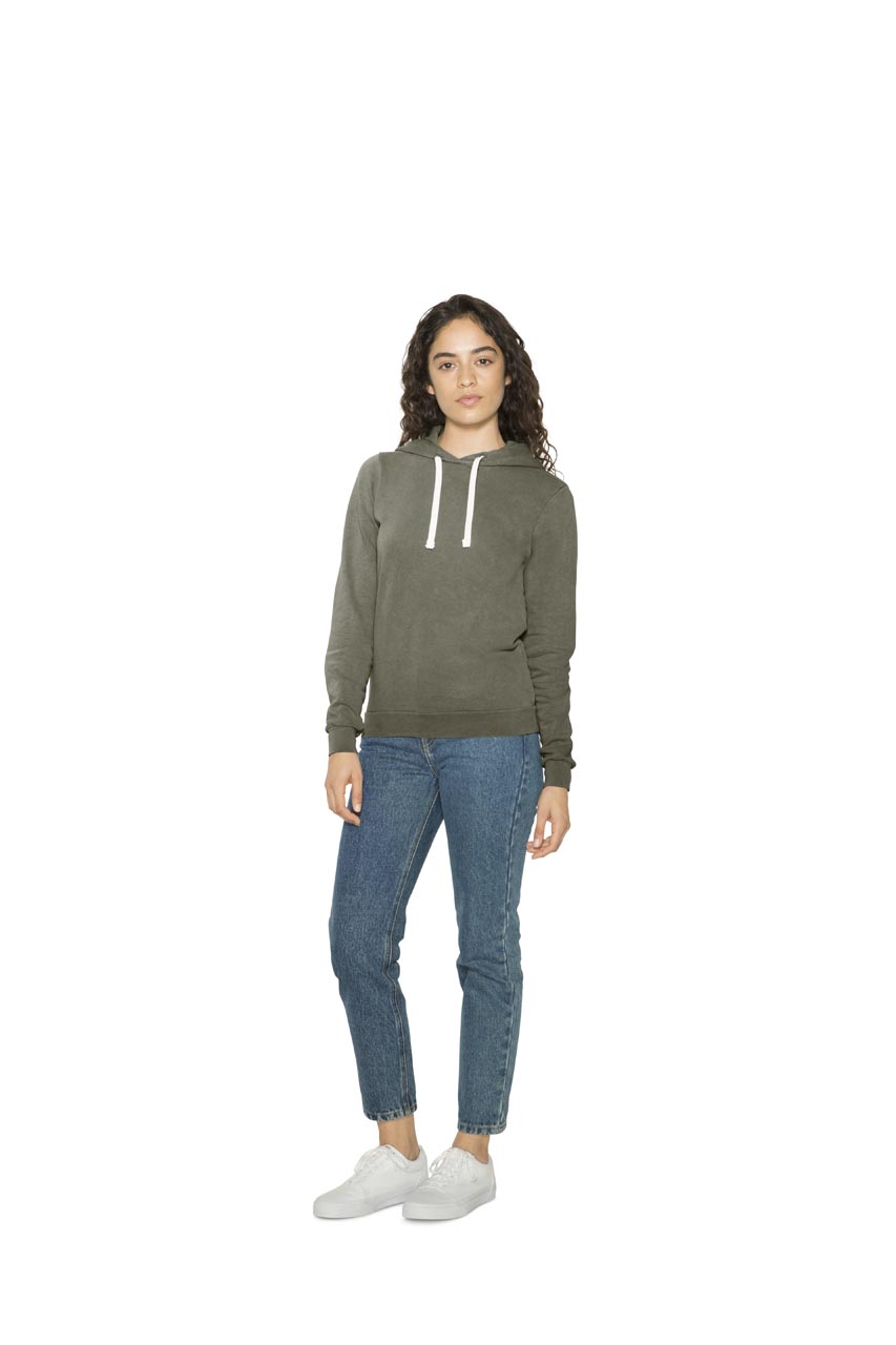 Promo  WOMEN'S FRENCH TERRY GARMENT DYED MID-LENGTH HOODIE