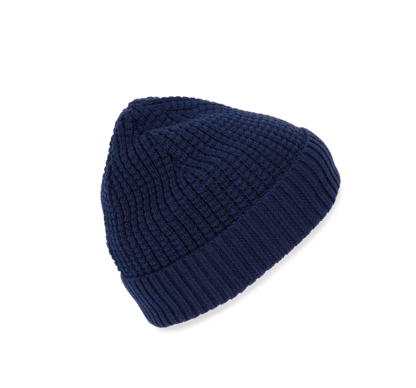 KNITTED BEANIE WITH RECYCLED YARN s tiskom 